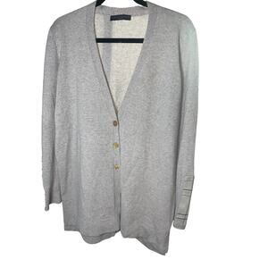 Fabiana Filippi 100% Cashmere Cardigan w/ Leather Trim – Beige – Size M